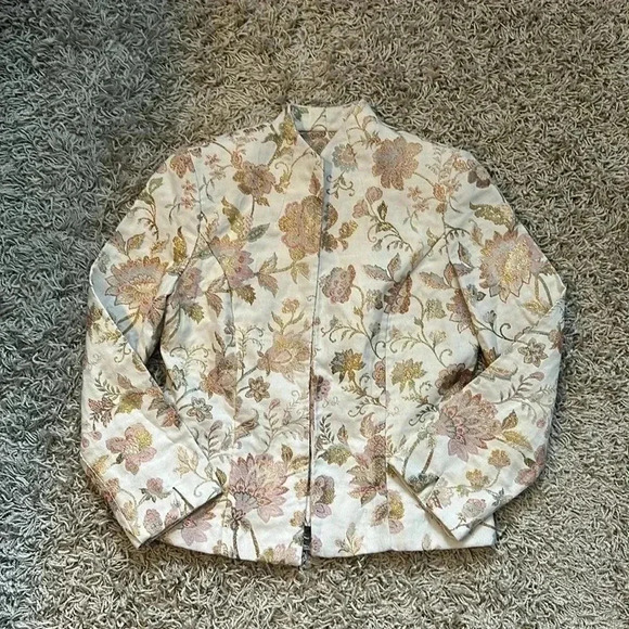Vintage Jessica Howard Embroidered Floral Cream Suit Jacket-Size 10 - Picture 2 of 12